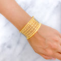 Fashionable Two-Tone 22k Gold Beaded Bangle
