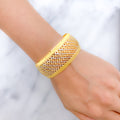Exquisite Alternating Two-Tone 22k Gold Bangle