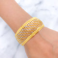 Exquisite Alternating Two-Tone 22k Gold Bangle