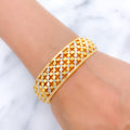 Etched Two-Tone Flower 22k Gold Bangle