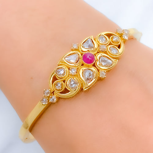 Polki Diamond + 22k Gold Bangle Bracelet