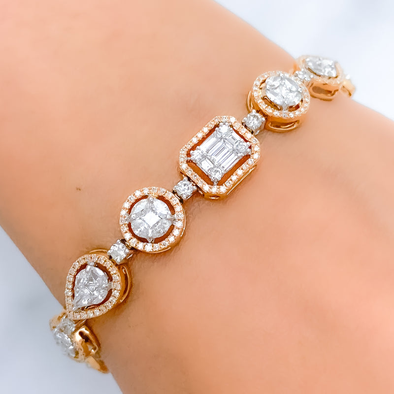 Opulent Rose Gold Diamond + 18k Gold Bracelet