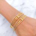 Contemporary Classy Two-Tone 22k Gold Bangles