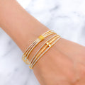 Contemporary Classy Two-Tone 22k Gold Bangles