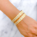 Sparkling Dual Finish Geometric 22k Gold Bangles