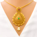 22k-gold-Traditional Netted Antique Pendant Set 