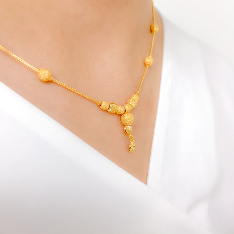 Contemporary Sand Finish 22k Gold Necklace