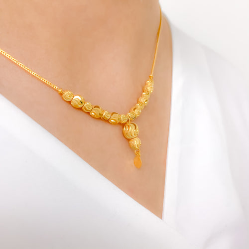 Stylish Wavy Bead 22k Gold Necklace