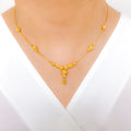 Shimmering Beaded Drop 22k Gold Necklace