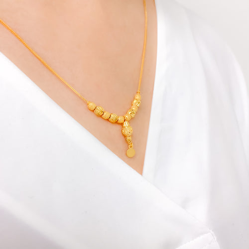 Posh Glossy Bead 22k Gold Necklace