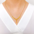 Decorative Sparkling Drop 22k Gold Necklace