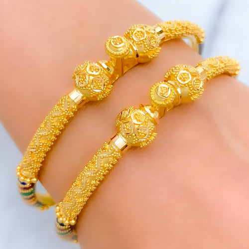 Lavish Enamel Accented Bangles 22k Gold 