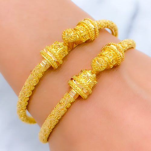 Glowing Beaded Bangles 22k Gold 