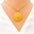 22k-gold-Dressy Floral Dome Pendant Set 