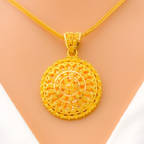 22k-gold-Attractive Mandala Adorned Pendant Set 