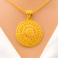 22k-gold-Extravagant Decorative Floral Pendant Set 