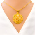 22k-gold-Extravagant Decorative Floral Pendant Set 