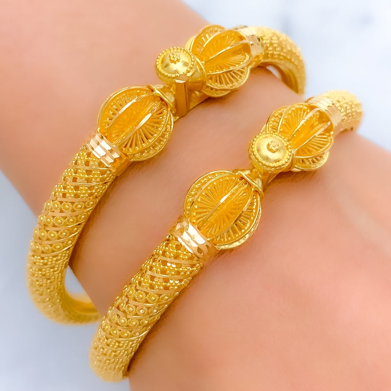 Luxurious Elevated Pipe Bangles 22k Gold 