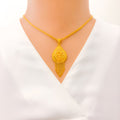 22k-gold-Delicate Delightful Hanging Chain Pendant Set 