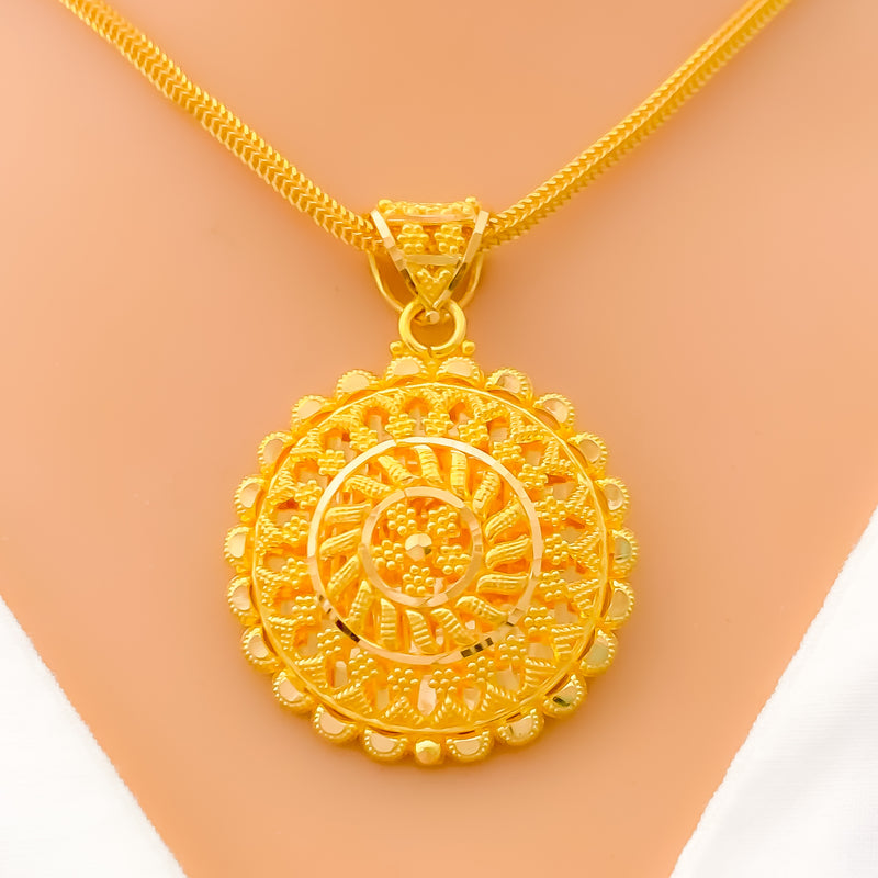 22k-gold-Graceful Opulent Rangoli Pendant Set 