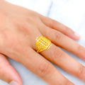 Attractive Floral Striped 22k Gold Ring