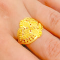 Charming Beaded Flower 22k Gold Ring
