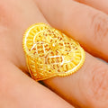Classic Floral Oval 22k Gold Ring