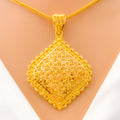 22k-gold-Shimmering Floral Filigree Pendant Set 