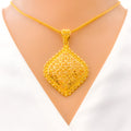 22k-gold-Shimmering Floral Filigree Pendant Set 