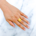 Classy Striped Gold 22k Gold Ring