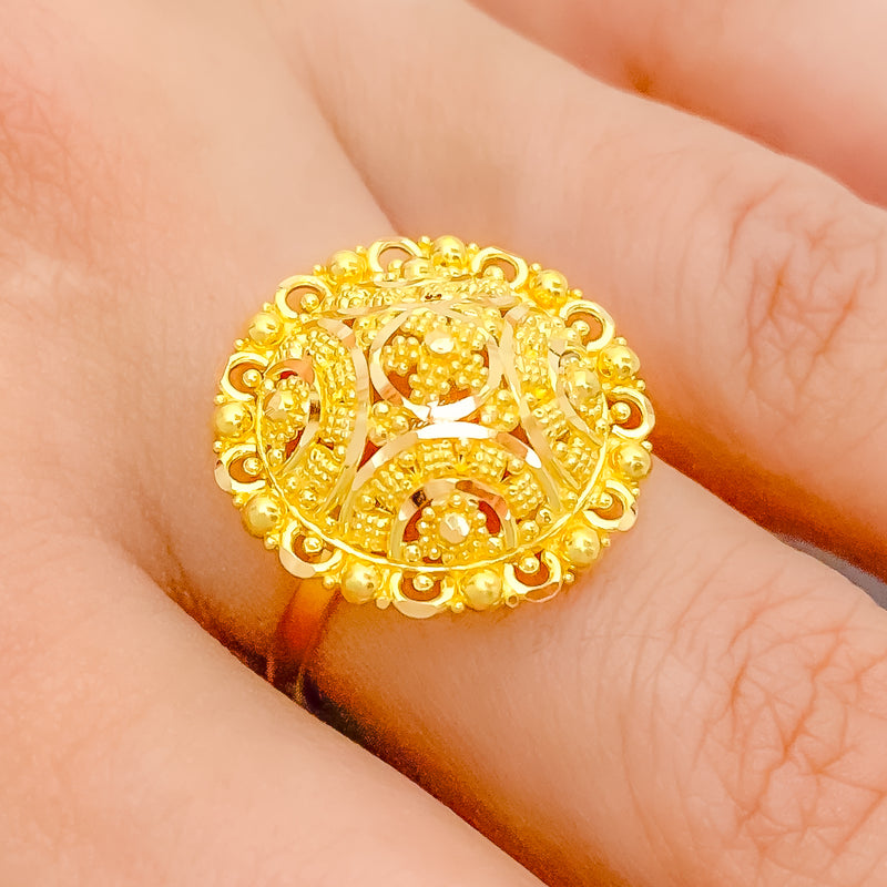 Decorative Bright Dome 22k Gold Ring