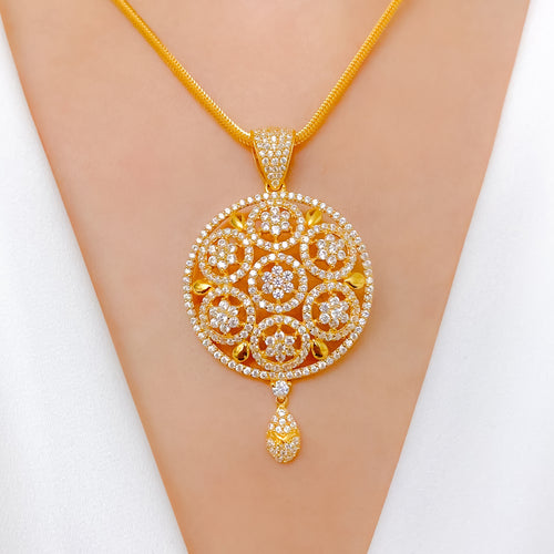 Royal Elevated Round CZ Pendant Set