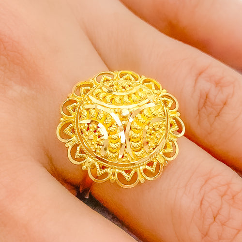 Upscale Open Dome 22k Gold Ring