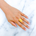 Intricate Wide Striped 22k Gold Ring