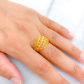 Opulent Diagonal Leaf Ring