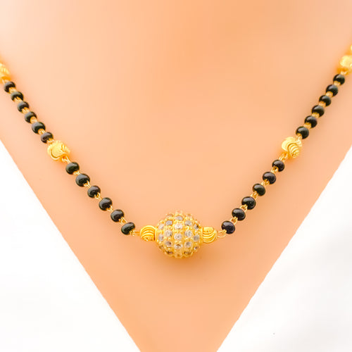 22k-gold-Shiny Delicate CZ Orb Mangalsutra 