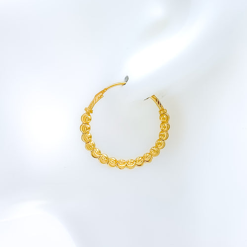 Wavy Beaded Bali 22k Gold Earrings