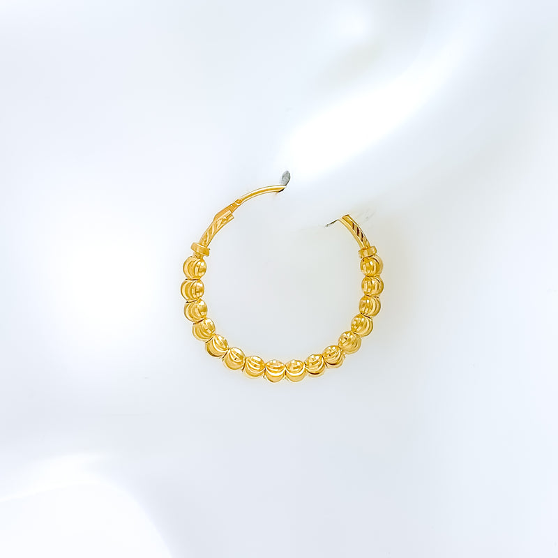 Wavy Beaded Bali 22k Gold Earrings
