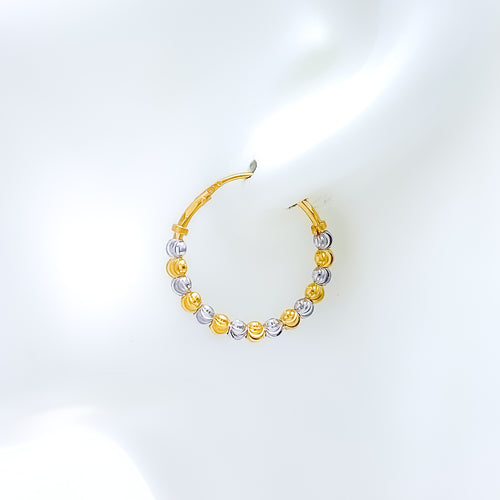 Two-Tone Spiral Bead 22k Gold Earrings