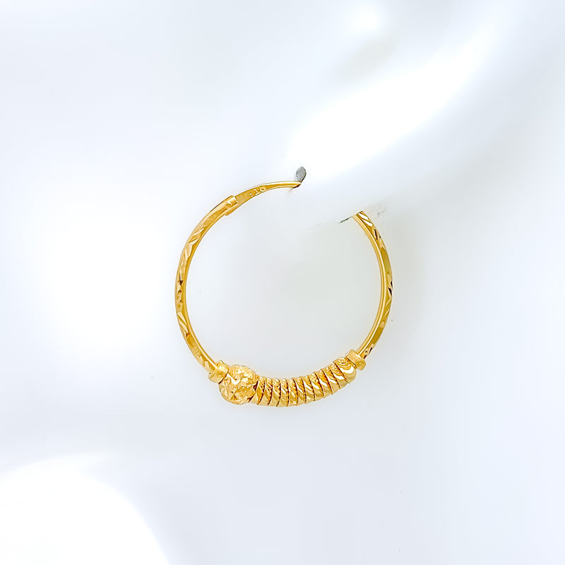 Unique High Finish Hoop 22k Gold Earrings