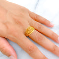 Stately Striped 22k Gold Ring