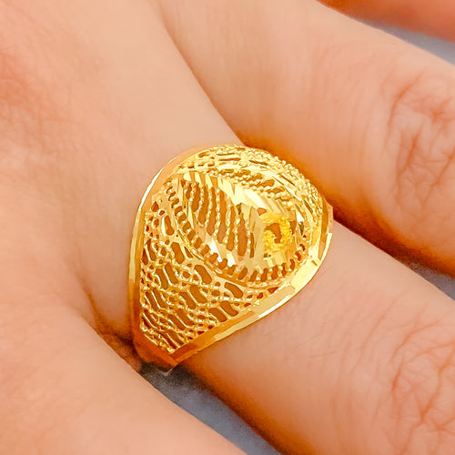 Palatial Feather Accented Ring