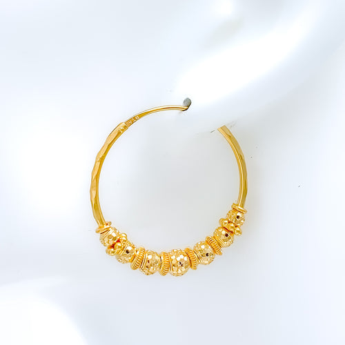 Upscale Reflective Bali 22k Gold Earrings