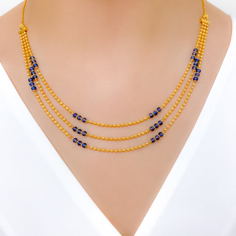 Royal Blue Accented Chain Necklace