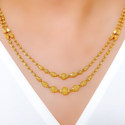 Chic Textured Bead 22k Gold Necklace Set