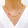 Simple Red + Blue Accented Chain Necklace