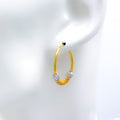Spiraling Sand Finish Hoop 22k Gold Earrings