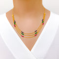 Beautiful Tri-Color Three Chain Necklace
