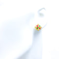 22k-gold-Extravagant Vibrant Flower CZ Earrings