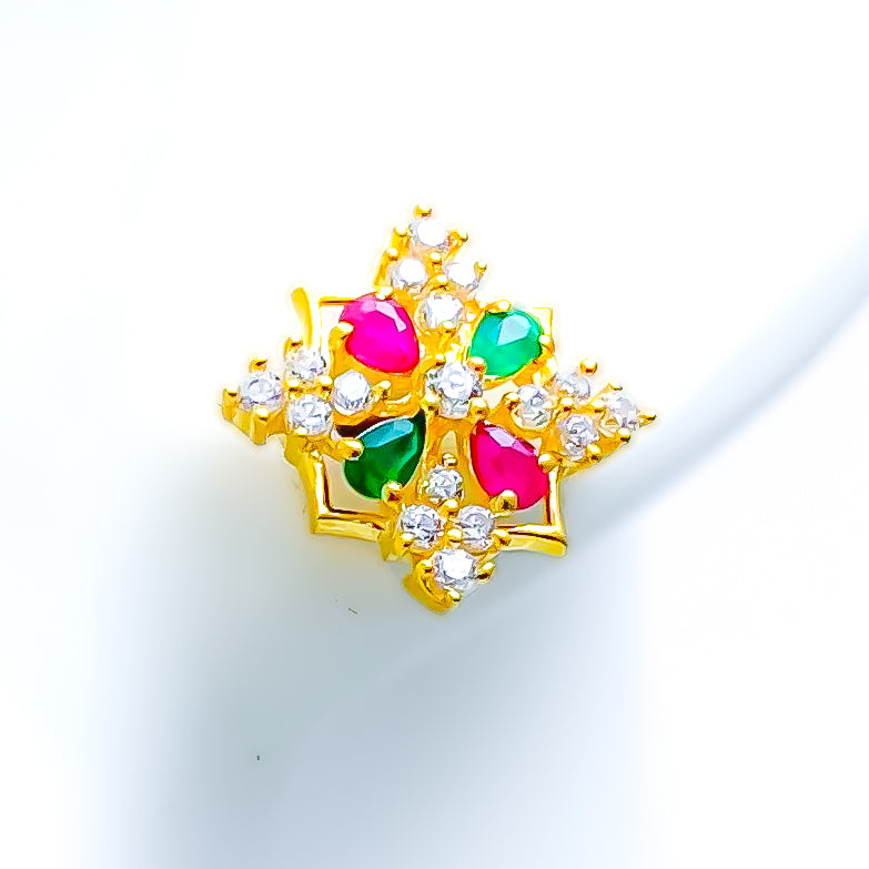 22k-gold-Extravagant Vibrant Flower CZ Earrings